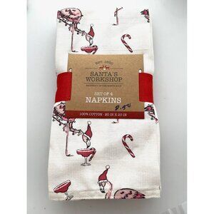 Santa's Workshop Christmas Flamingo Napkins - Set of 4